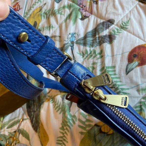 Fossil blue leather shoulder bag - Picture 3 of 16